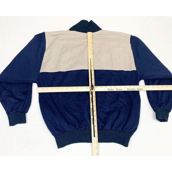 Vintage Adidas Sweater France Large Blue Tan Pockets Sport Activewear - Picture 6 of 8
